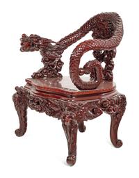 Three Japanese Export Rosewood Armchairs