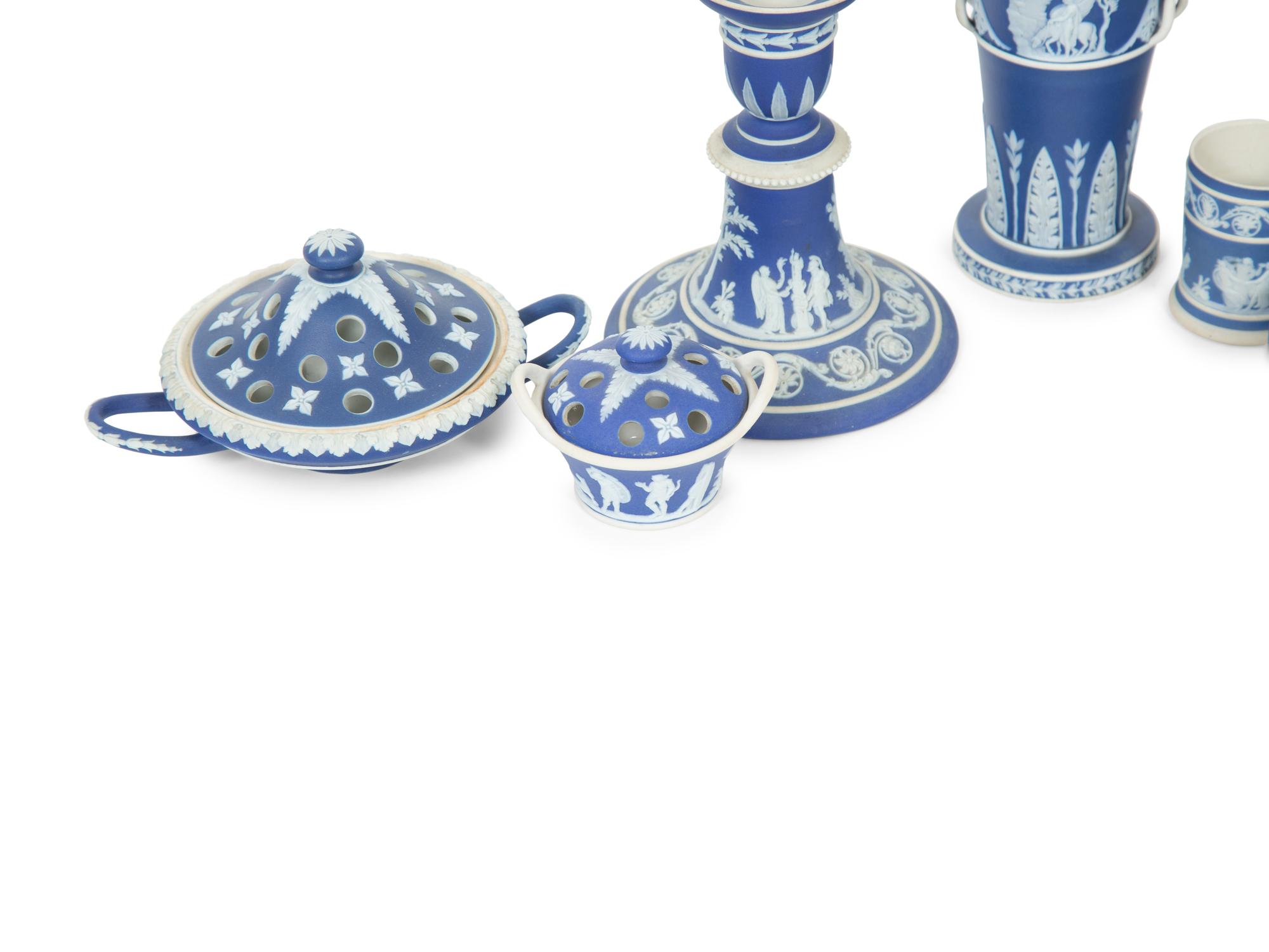 A Group of Wedgwood Jasperware Dark Blue Items