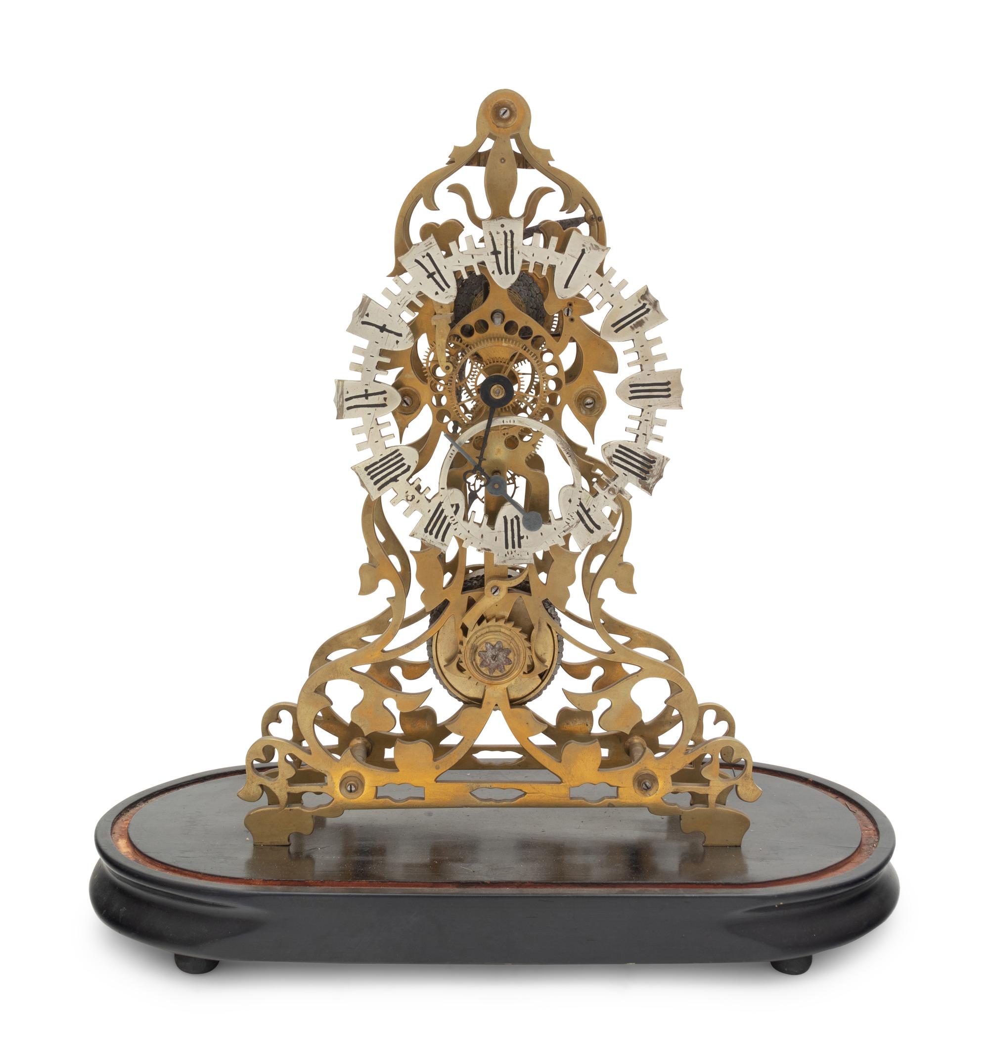 An English Brass and Steel Skeleton Clock