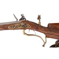 Contemporary Flintlock Jaeger Rifle with Carved and Fluted Stock