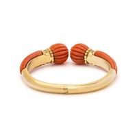 DAVID WEBB, CARVED CORAL AND DIAMOND CUFF BRACELET