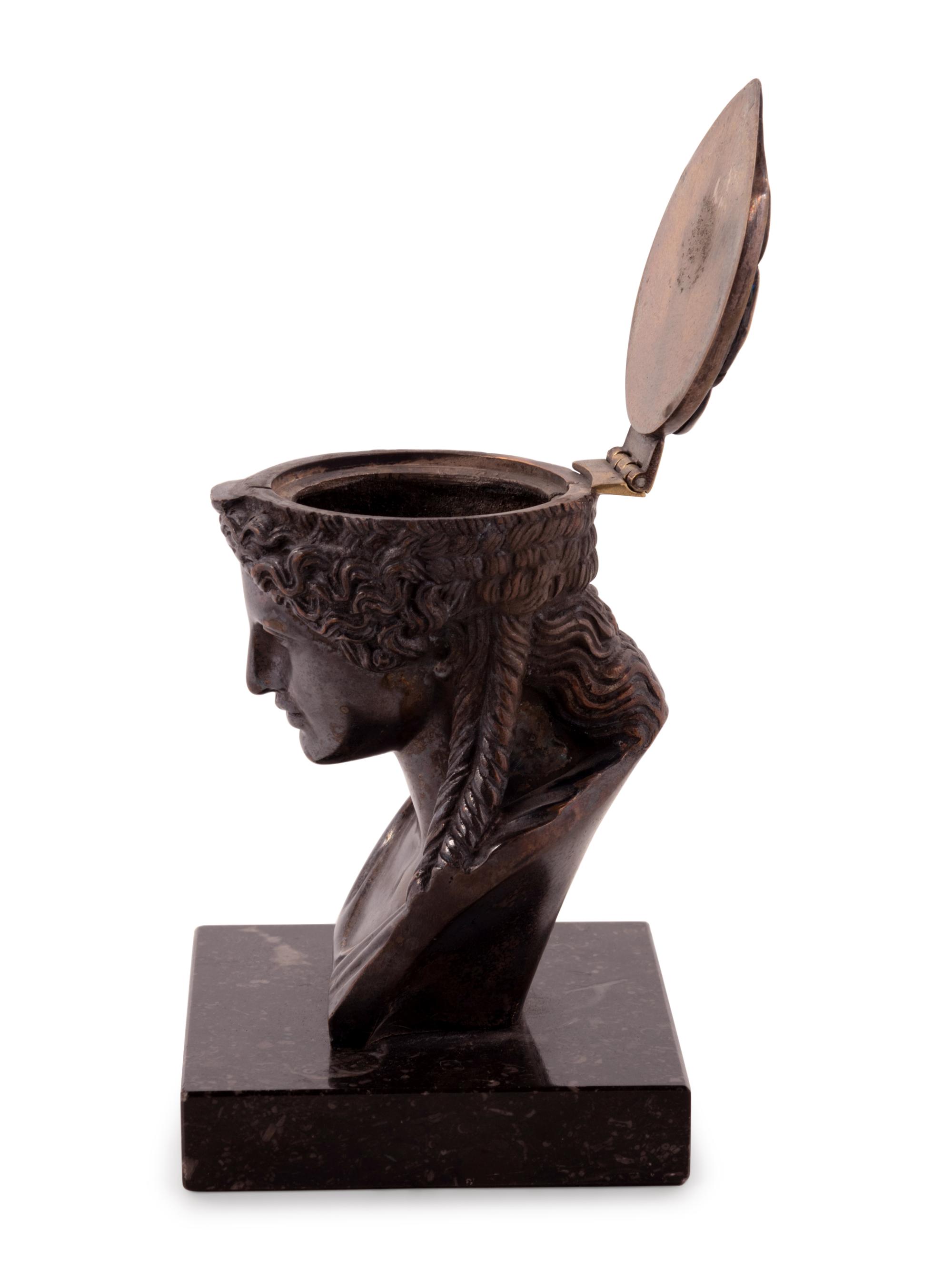 A French Bronze Figural Inkwell