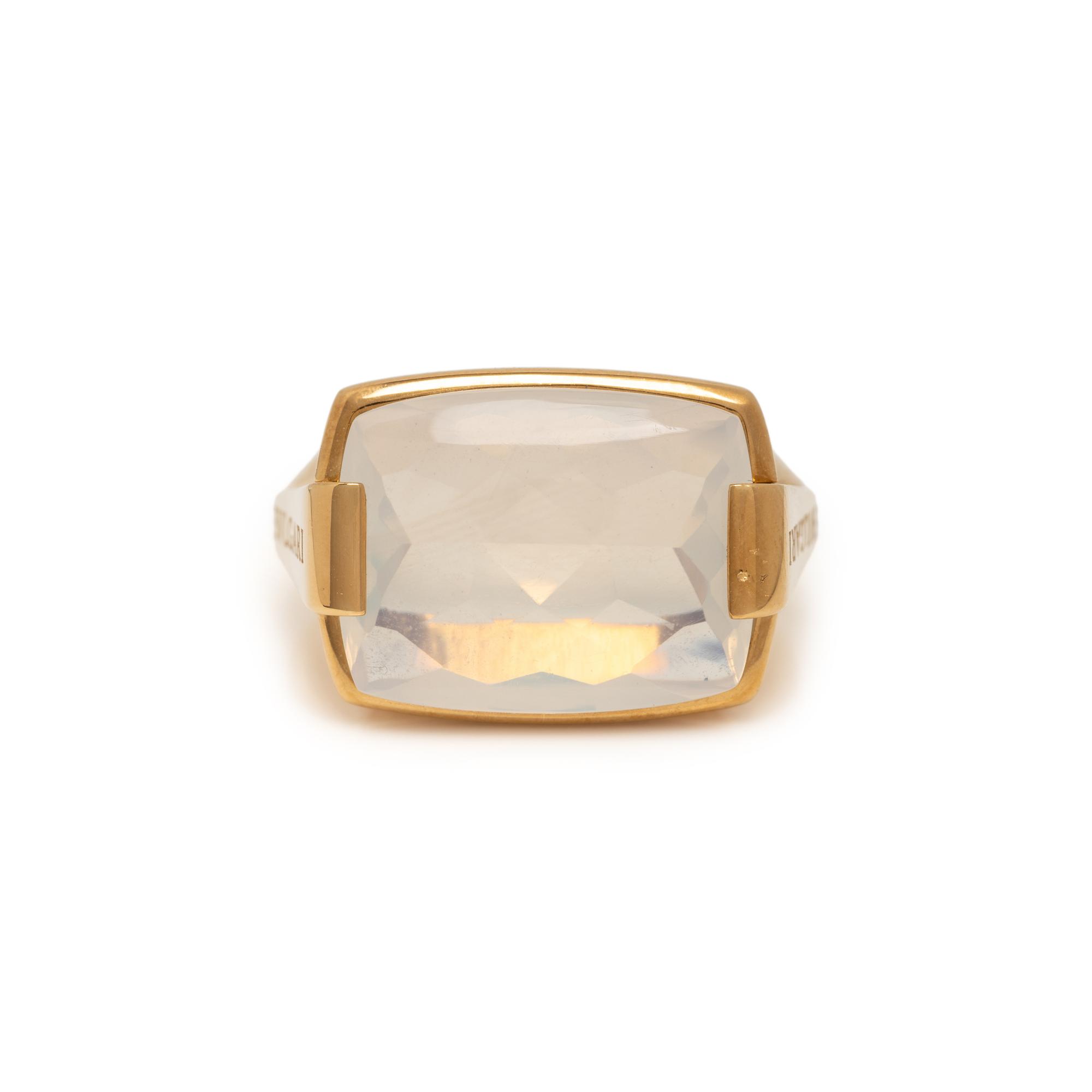 BULGARI, QUARTZ AND YELLOW GOLD RING