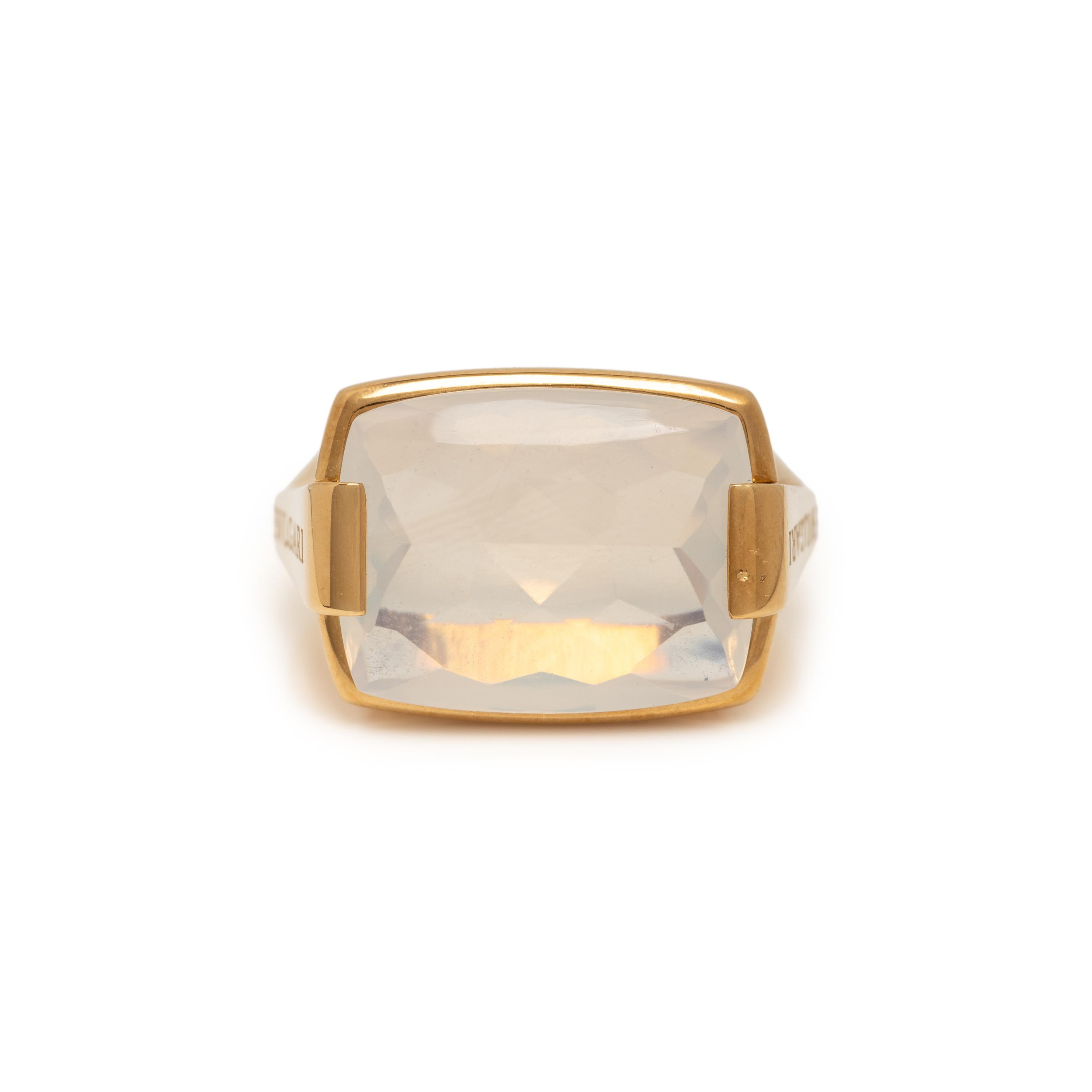 BULGARI, QUARTZ AND YELLOW GOLD RING