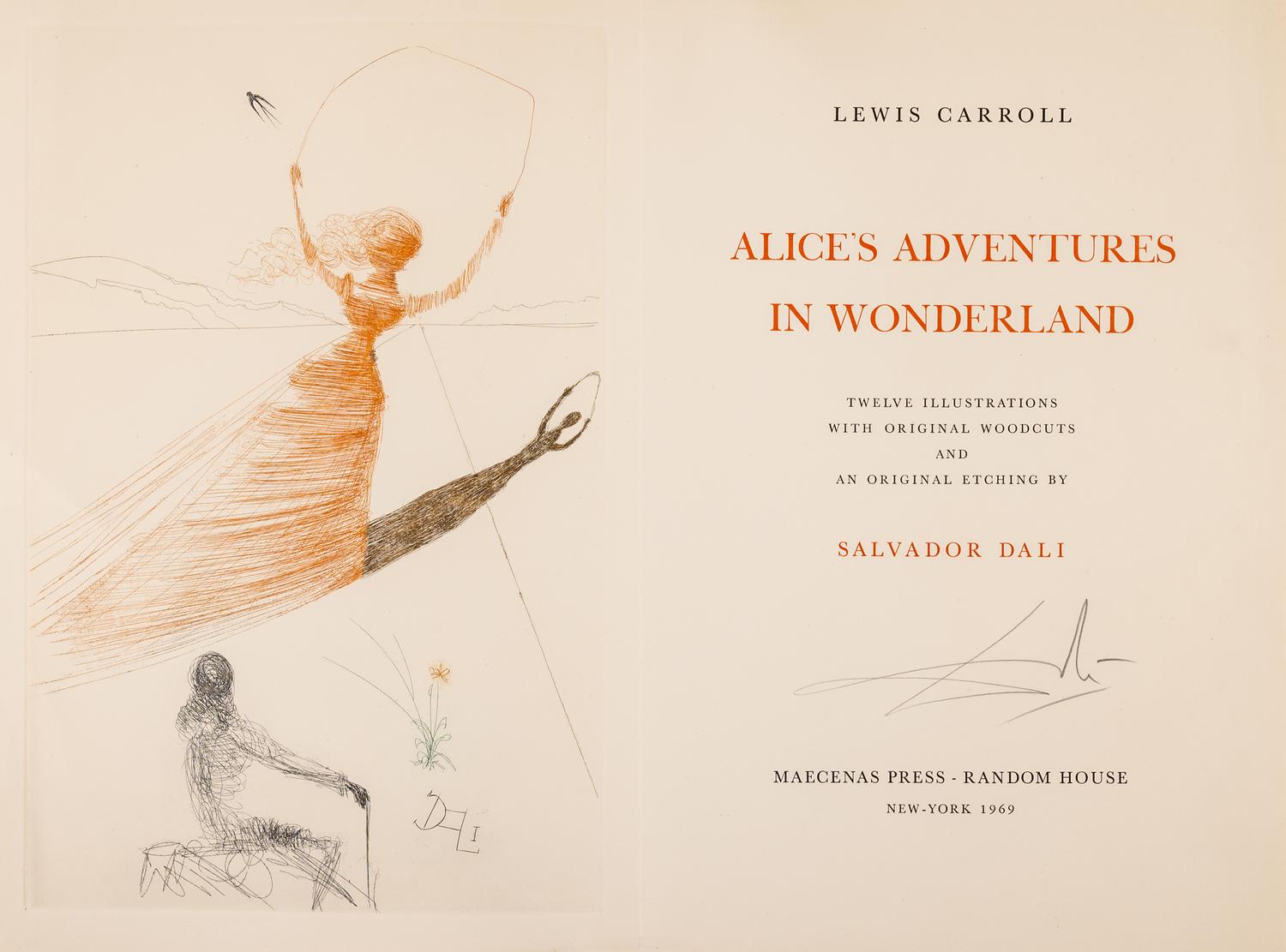 [ARTIST'S BOOK]. DALI, Salvador (1904-1989), illustrator. -- DODGSON, Charles Lutwidge (“Lewis Carroll”) (1832-1898). Alice in Wonderland . New York: W.U.C.U.A. and Maecenas Press - Random House, 1969.