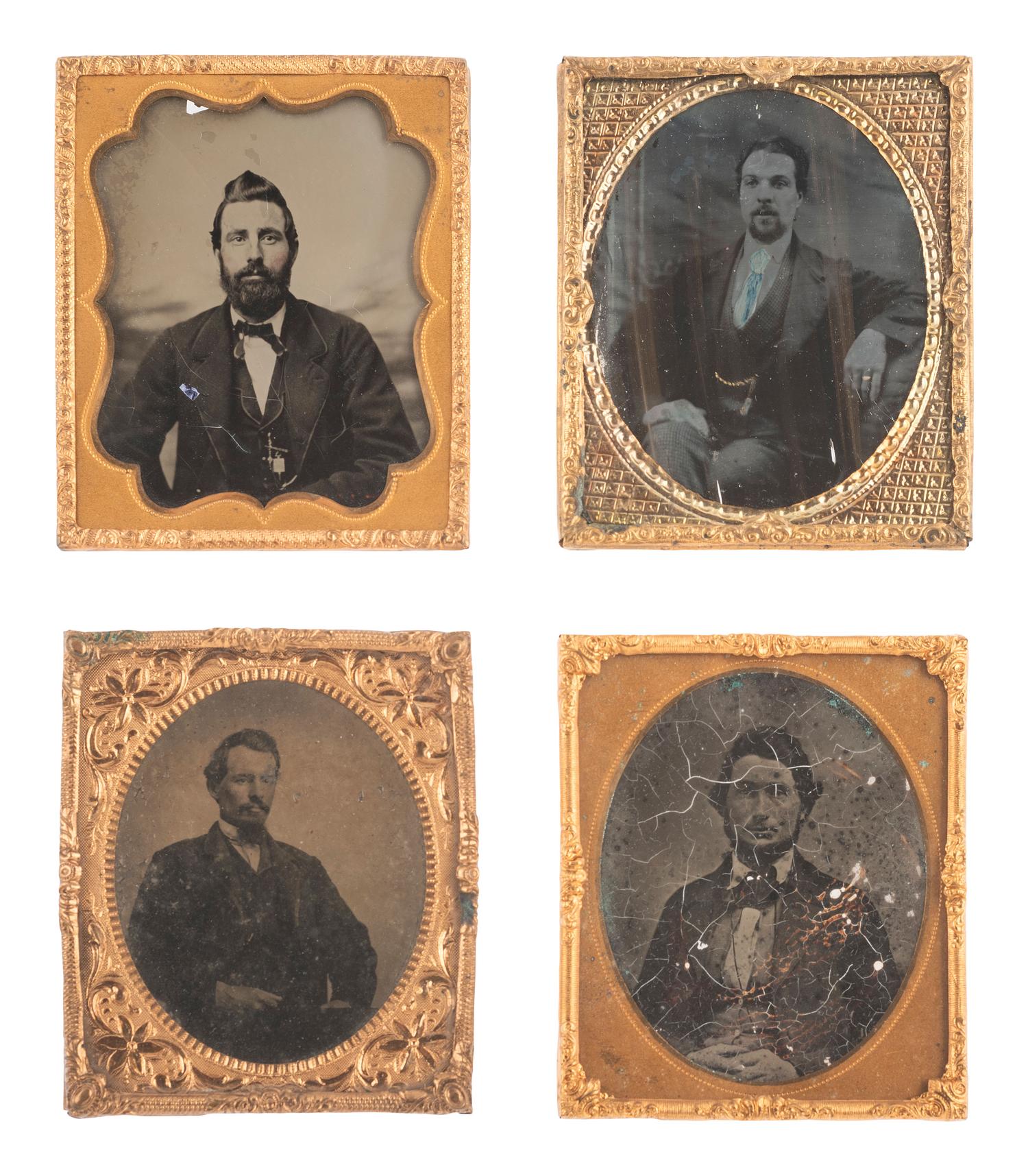 [EARLY PHOTOGRAPHY]. 57 sixth and ninth plate ambrotypes and tintypes of men and women.