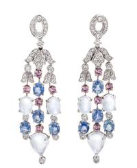DIAMOND, MOONSTONE AND SAPPHIRE EARCLIPS