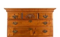 A Queen Anne Fan-Carved Cherrywood Flat-Top High Chest