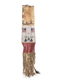Sioux Beaded Hide Tobacco Bag, with American Flags