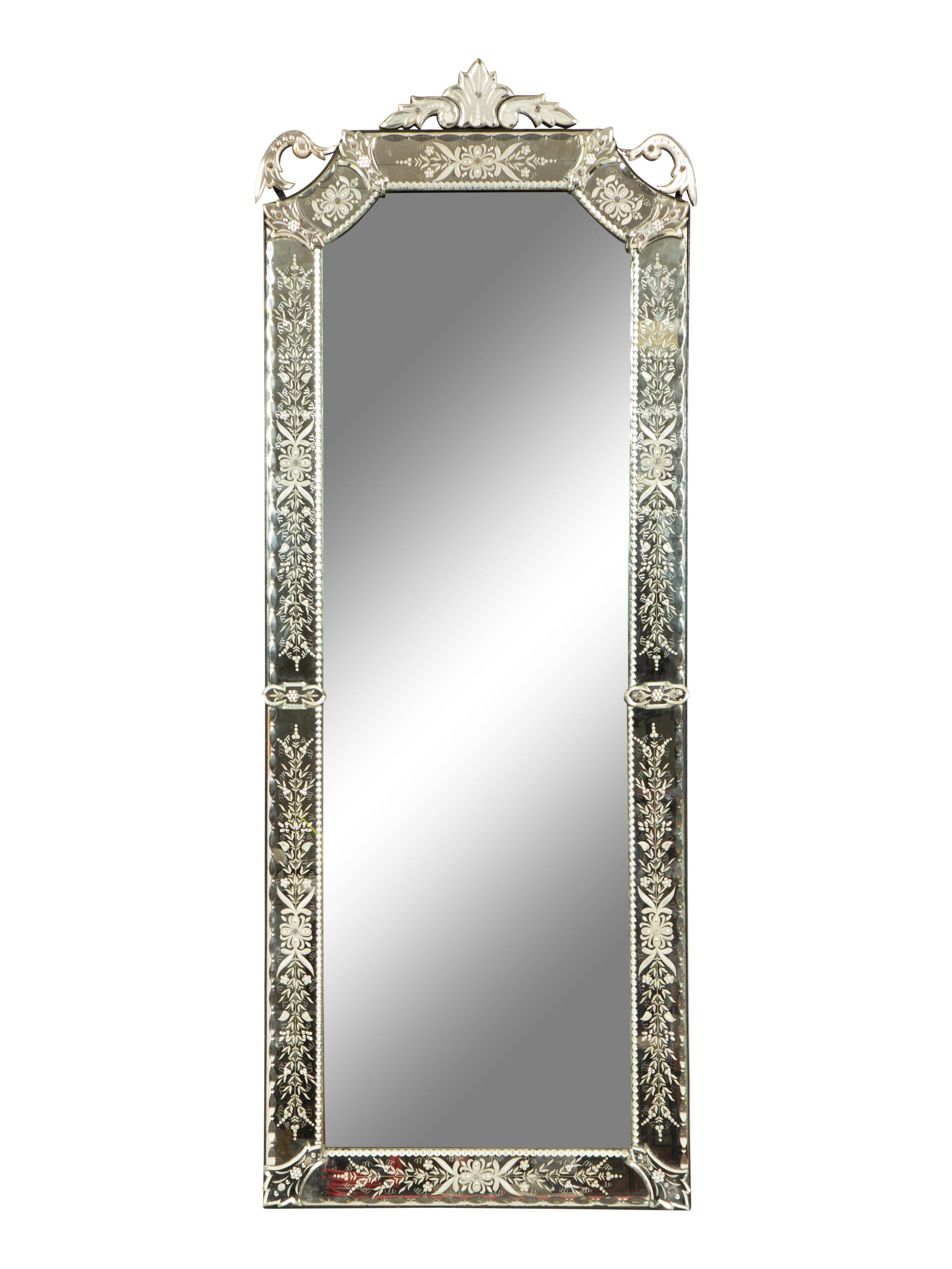 A Venetian Style Etched Glass Pier Mirror