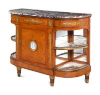 A French Gilt Bronze and Jasperware Mounted Burlwood Dining Suite