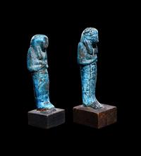 Two Egyptian Blue Faience Ushabtis