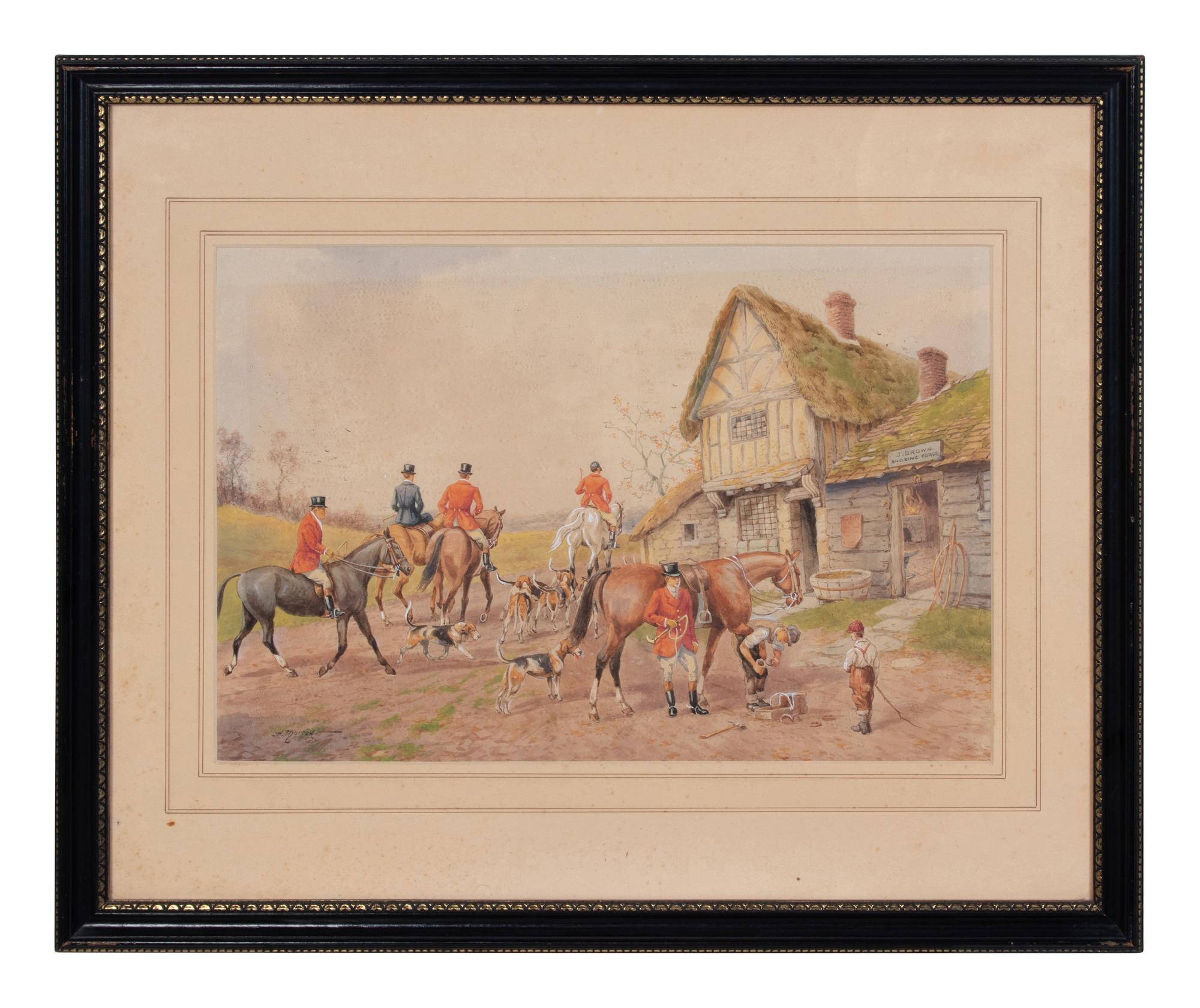 Henry Murray (British, 19th Century) Hunting Scenes watercolor on paper