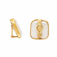 Cultured Biwa Pearl and Yellow Gold Earrings