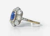 A 14K Yellow Gold, Sapphire, and Diamond Ring