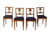 A Set of Four Italian Fruitwood Dining Chairs