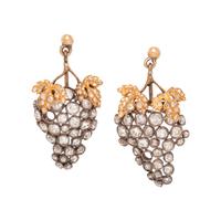 ANTIQUE, DIAMOND GRAPE MOTIF EARCLIPS