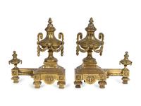 A Pair of Louis XVI Style Gilt Bronze Urn-Form Chenets — 19TH CENTURY