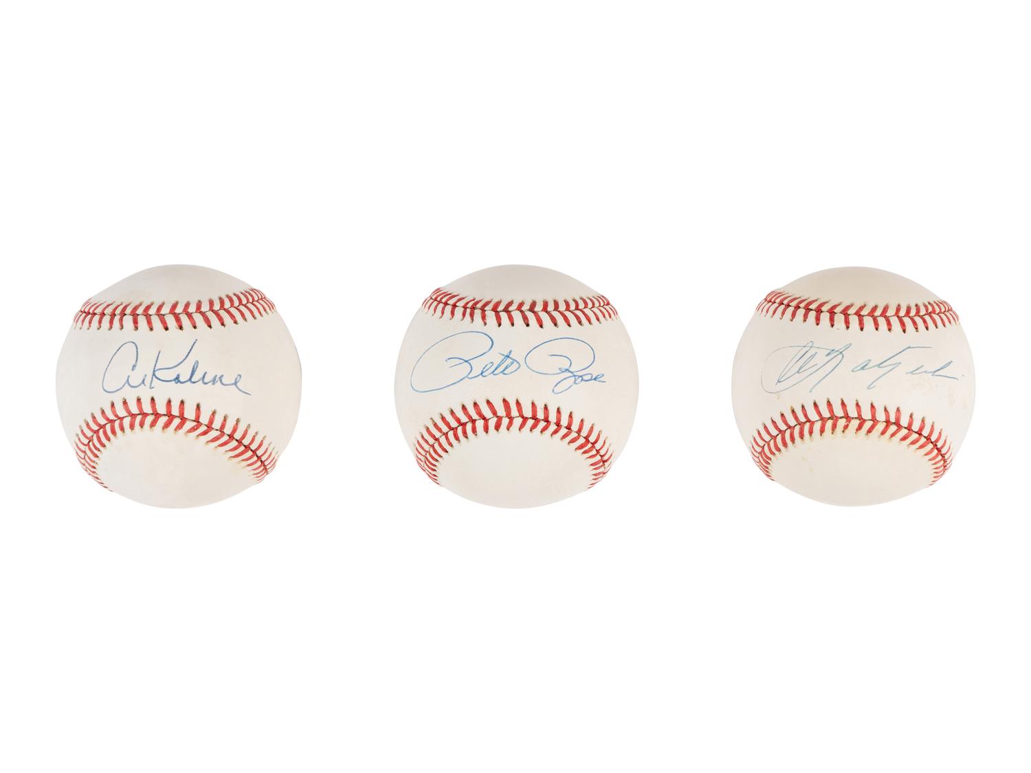 A Group of Nine 3,000 Hit Club Single Signed Autograph Baseballs (Beckett Authentication Services Certified)