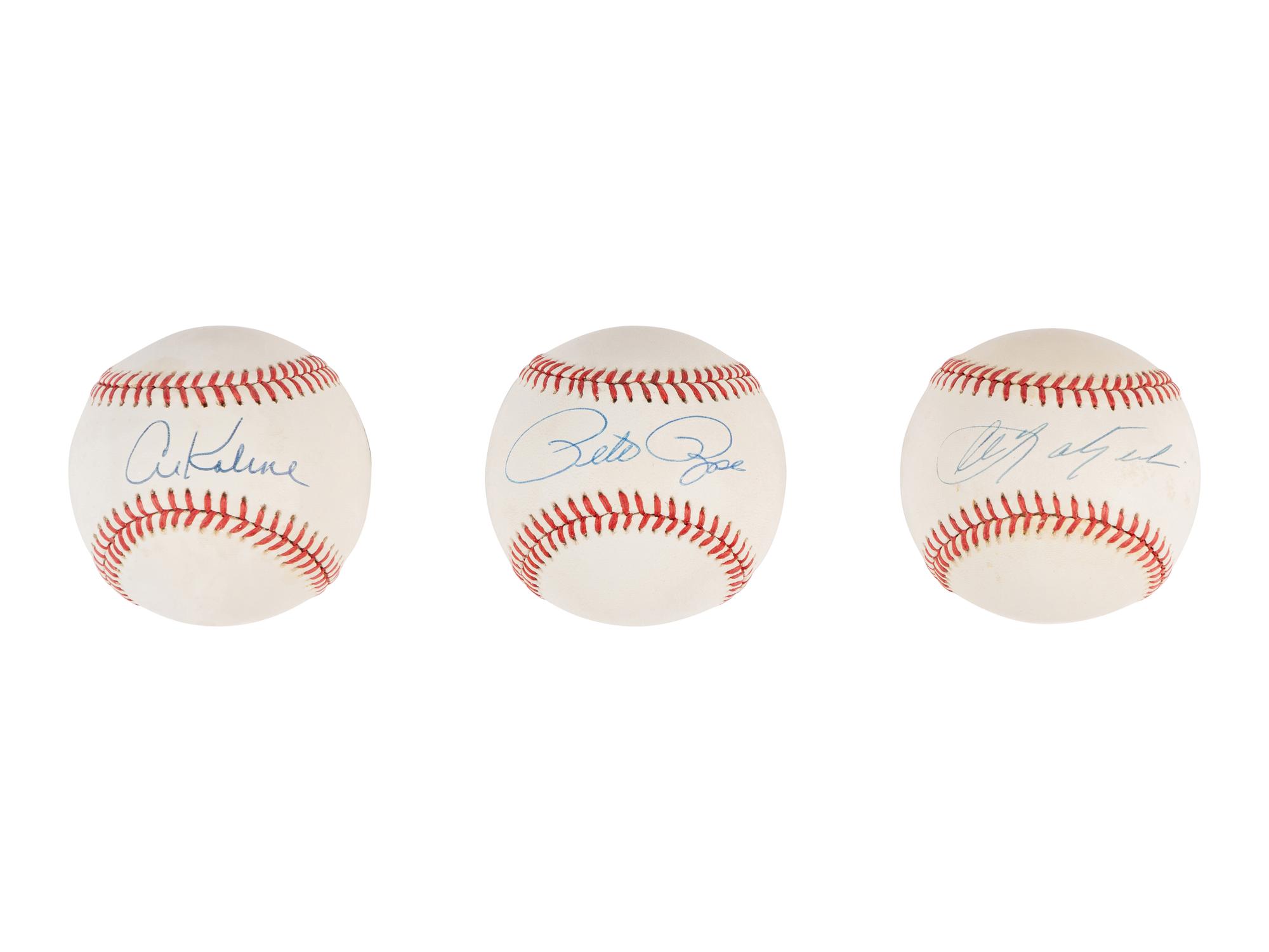 A Group of Nine 3,000 Hit Club Single Signed Autograph Baseballs (Beckett Authentication Services Certified)