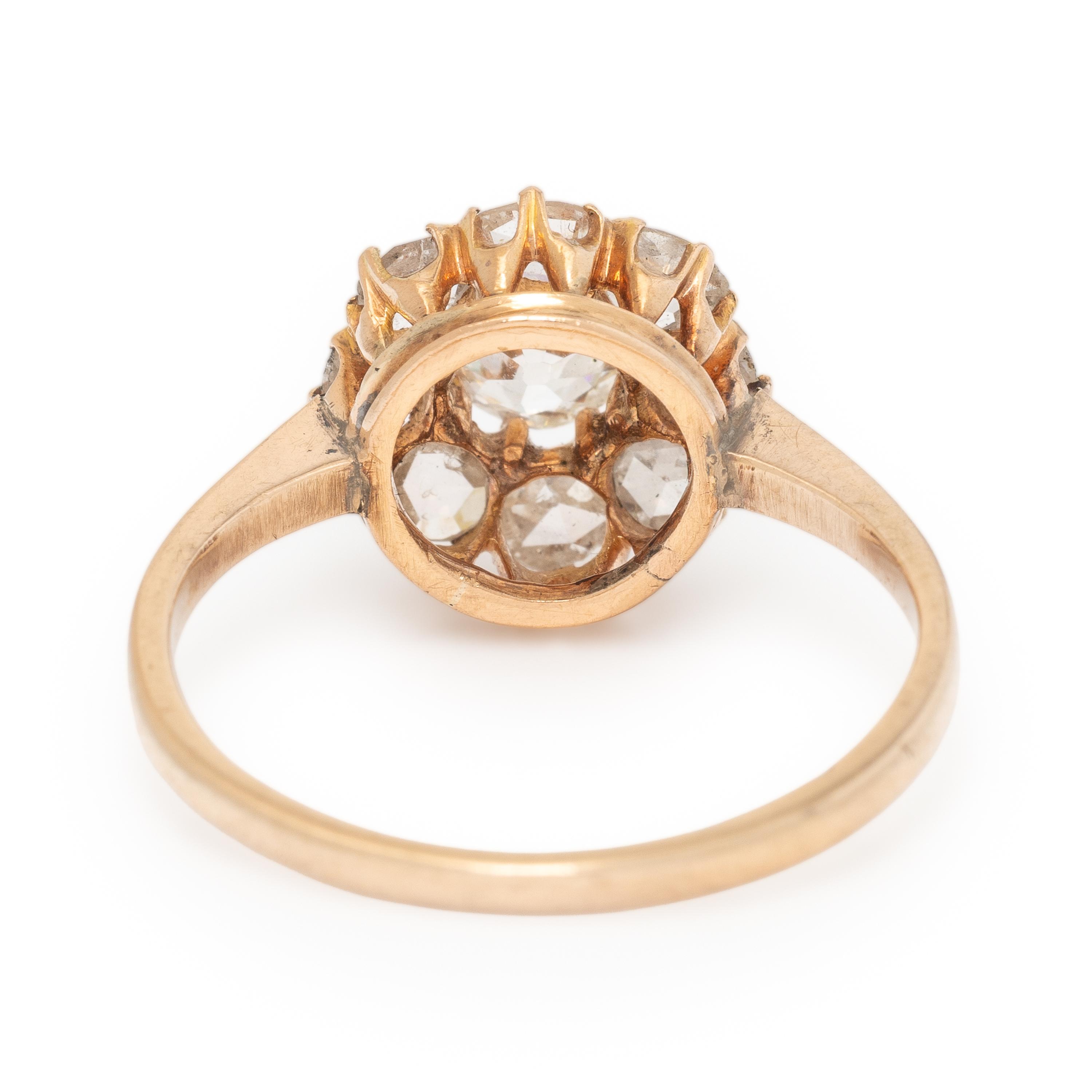 Antique, Diamond and Rose Gold Cluster Ring