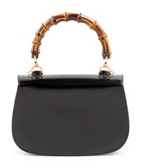 Gucci Black Leather Handbag with Bamboo Handle