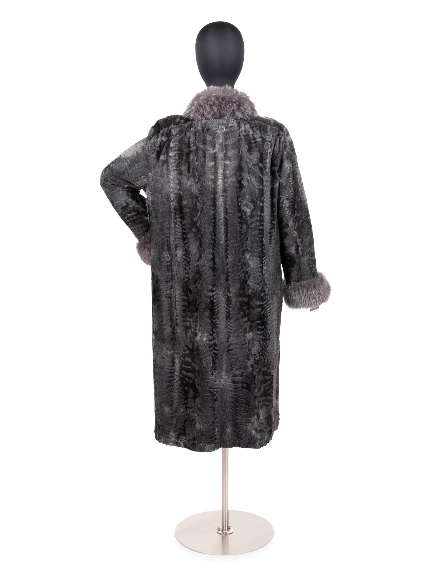 Givenchy Broadtail Coat with Fox Fur Trim, 1980-90s