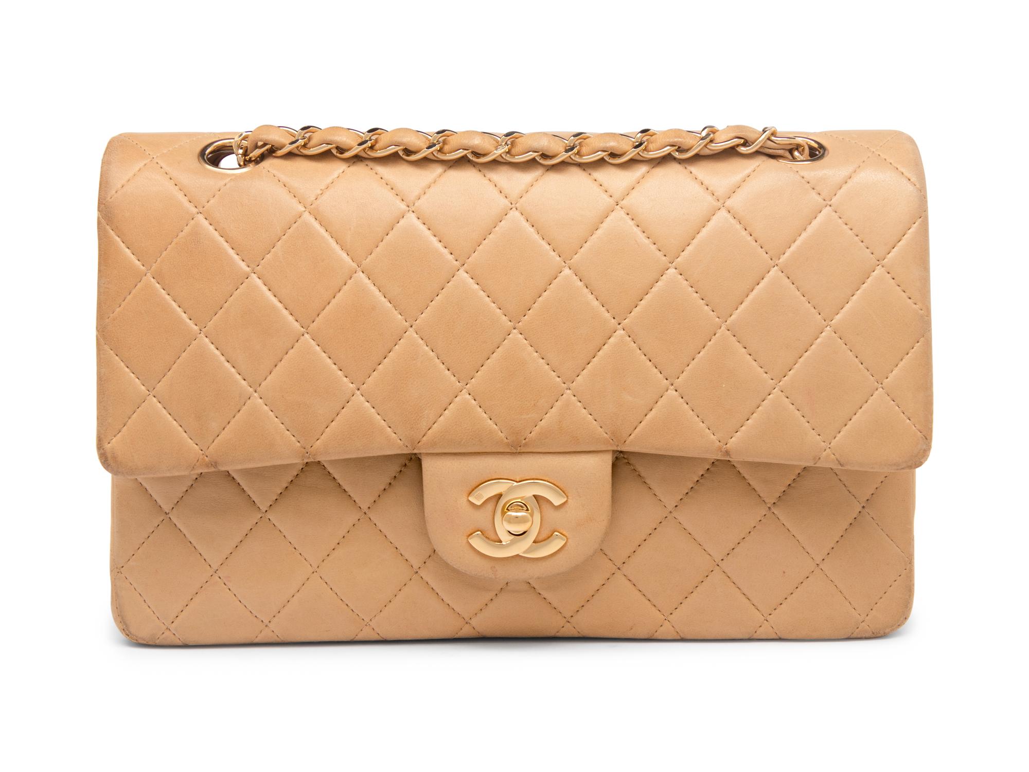Chanel Medium Classic Double-Flap Bag in Tan Lambskin