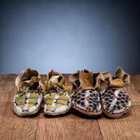 Cheyenne Child's Beaded Hide Moccasins