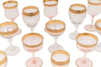 A Collection of Gilt Decorated American Glass Stemware