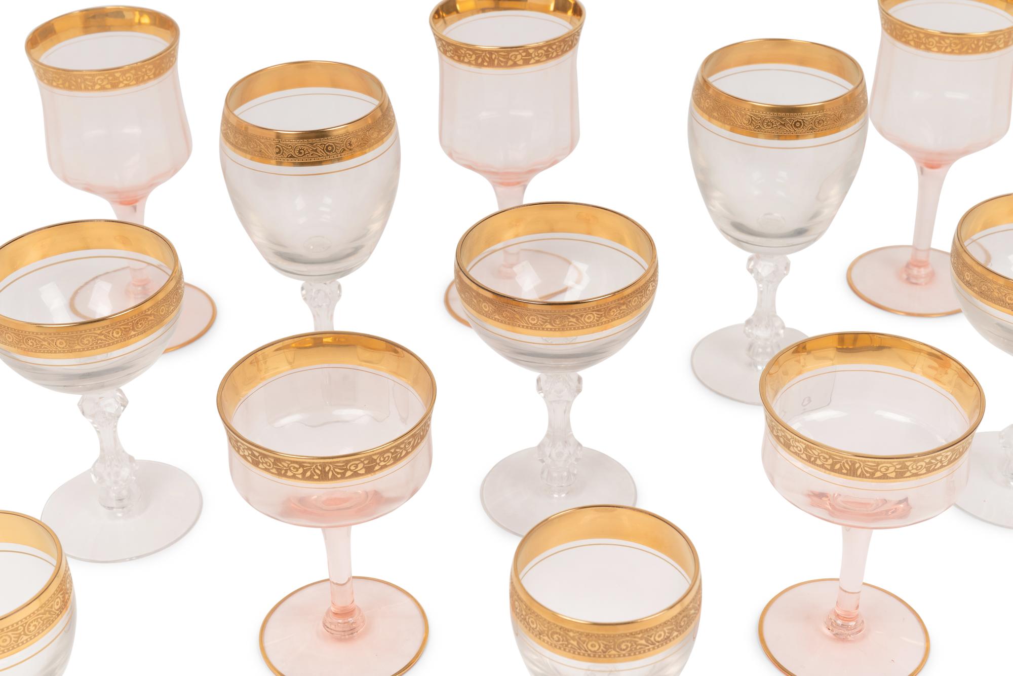 A Collection of Gilt Decorated American Glass Stemware