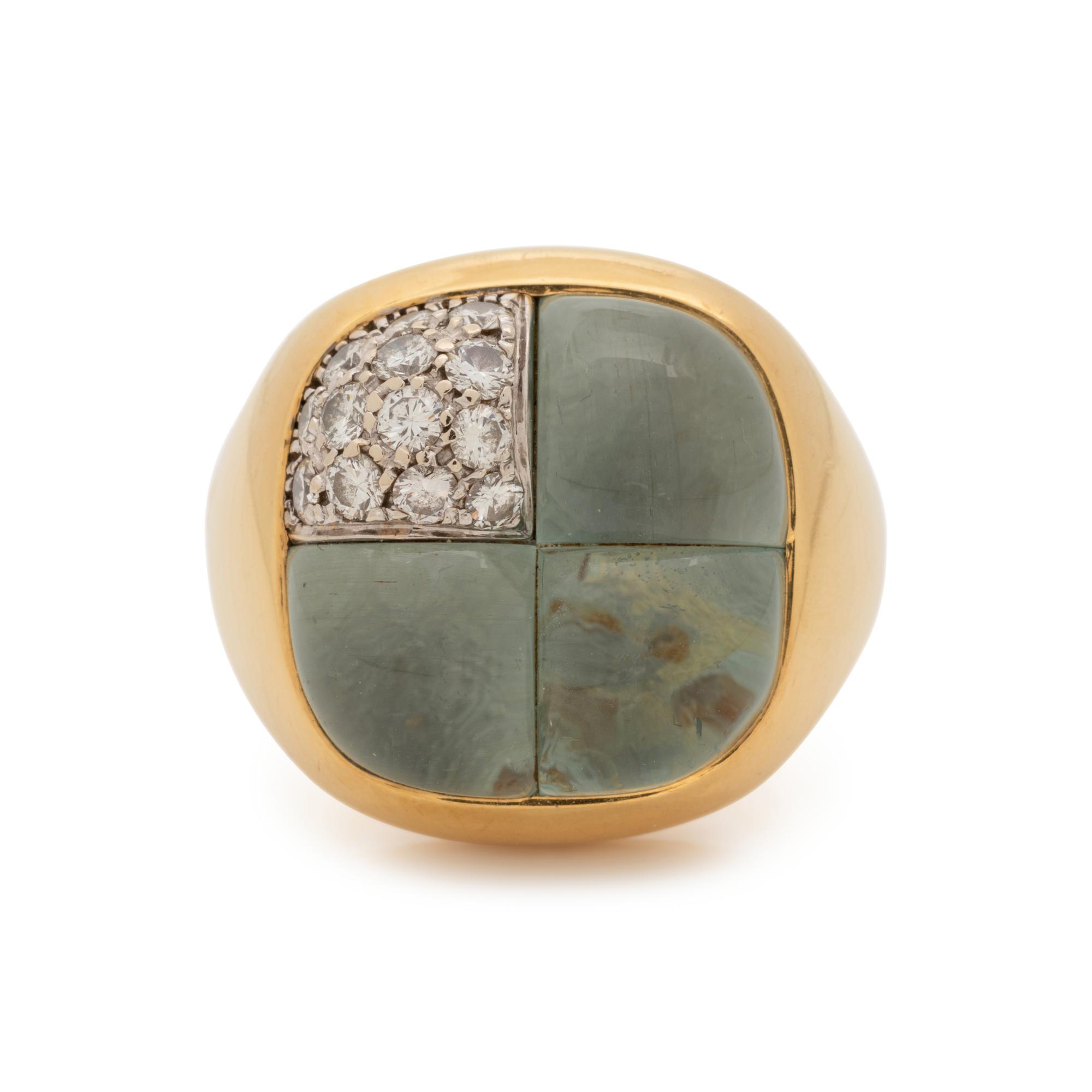 POMELLATO, AQUAMARINE AND DIAMOND 'MOSAICO' RING
