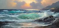 Alexander Dzigurski, (American, 1911-1995), Untitled (Seascape with Crashing Waves)