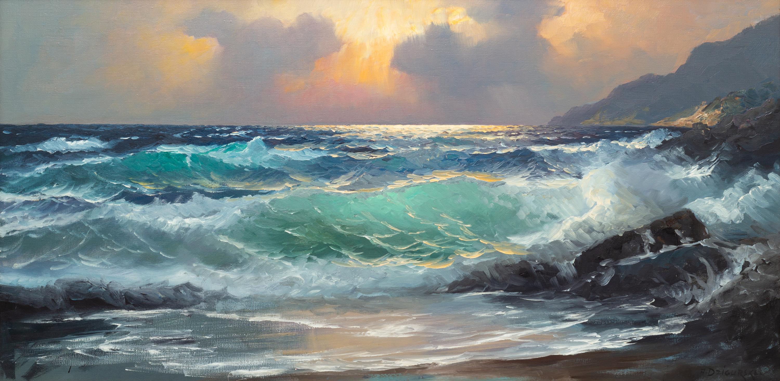 Alexander Dzigurski, (American, 1911-1995), Untitled (Seascape with Crashing Waves)