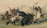 CATLIN, George (1796-1872), after Attacking the Grizzly Bear (Plate 19)