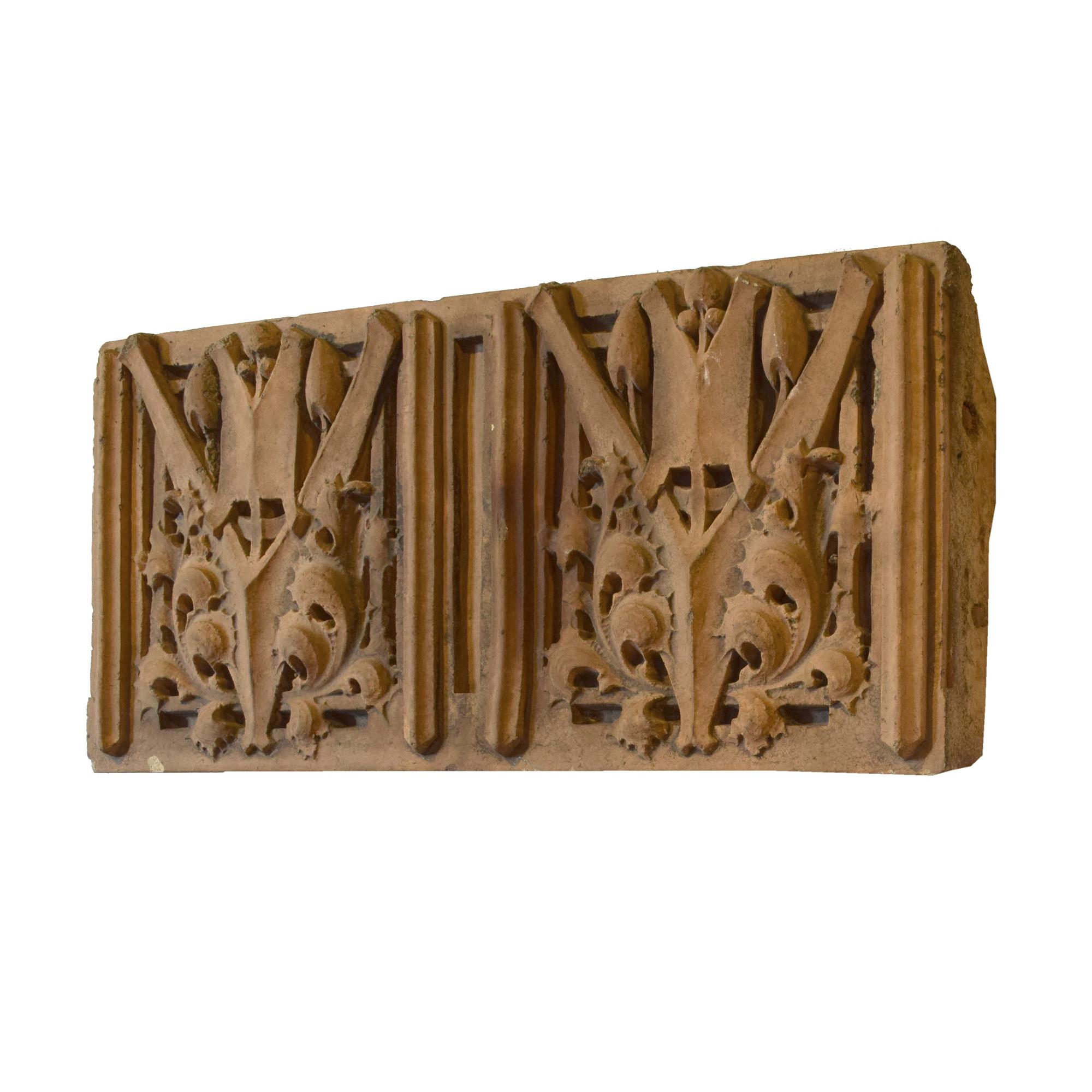 An Elmslie Designed Terra Cotta Fragment from the Oliver Morton School, Hammond, IN. 28.5" W x 5.5" D x 13.5" H — United States, Circa 1936