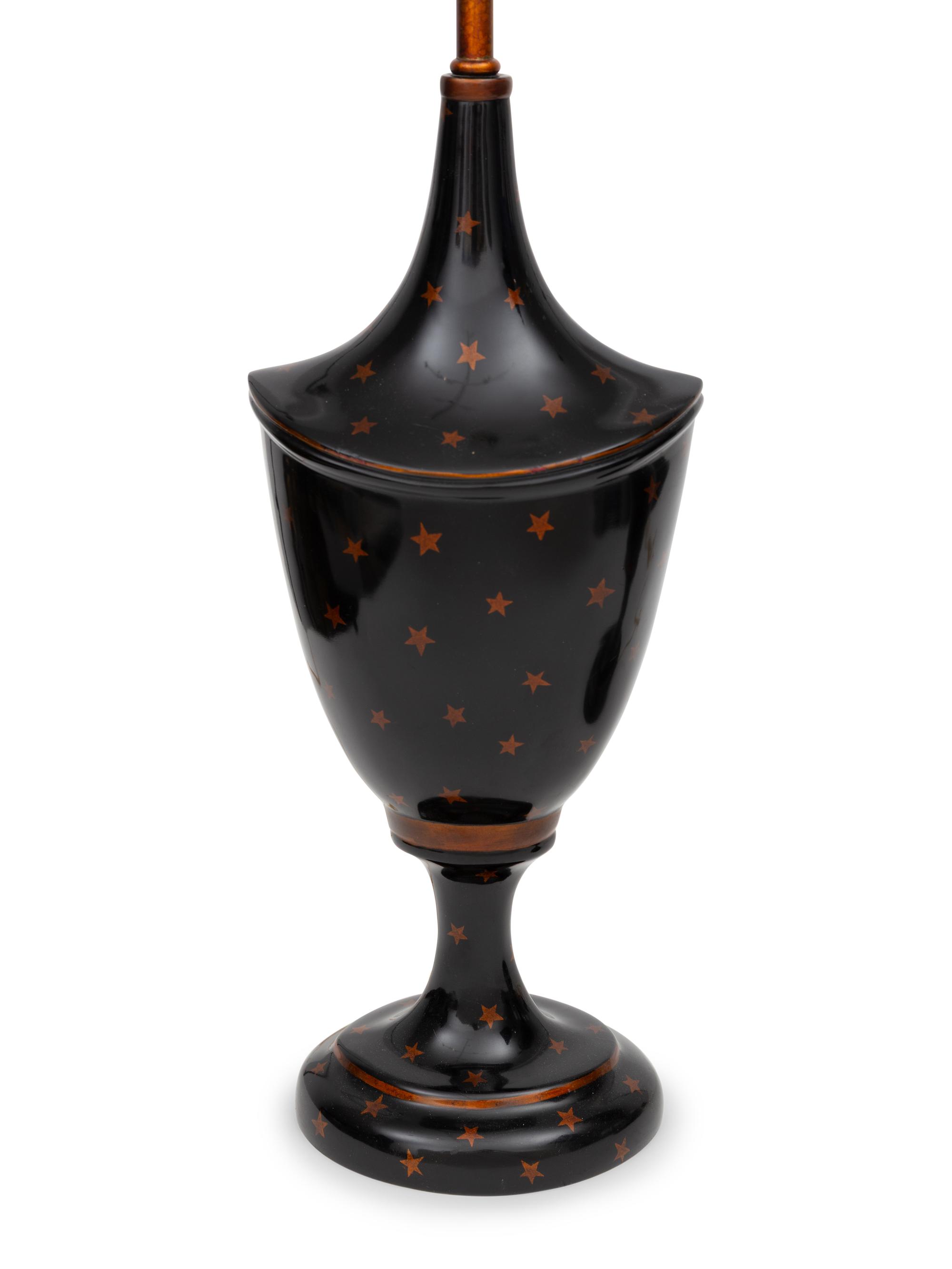 A Pair of Painted Urn-Form Table Lamps