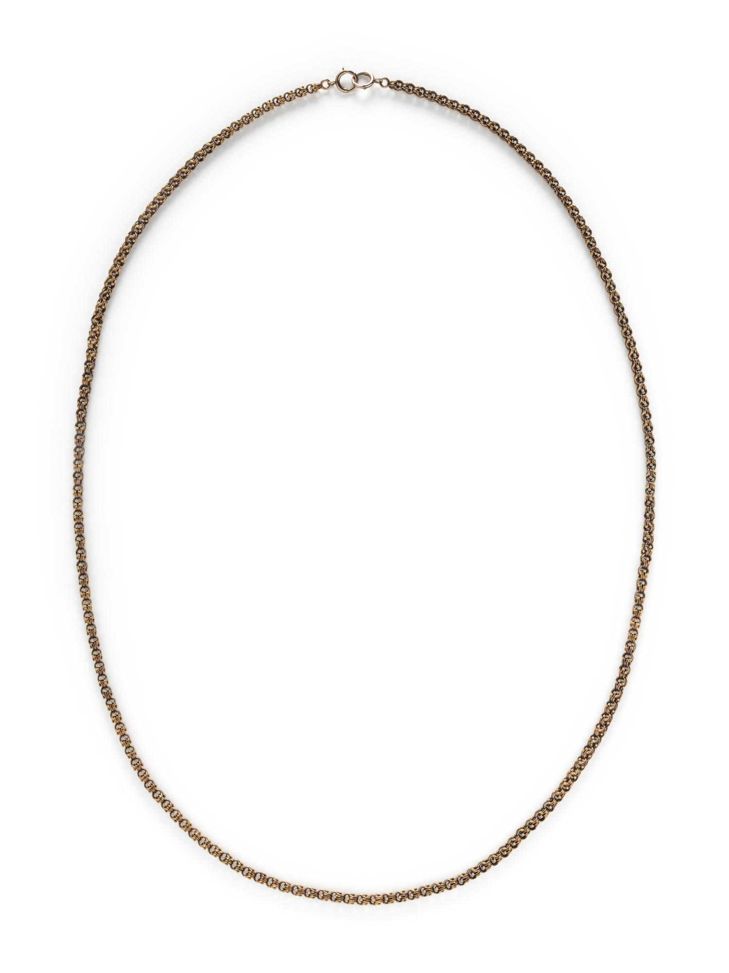 VICTORIAN, YELLOW GOLD LONG CHAIN NECKLACE