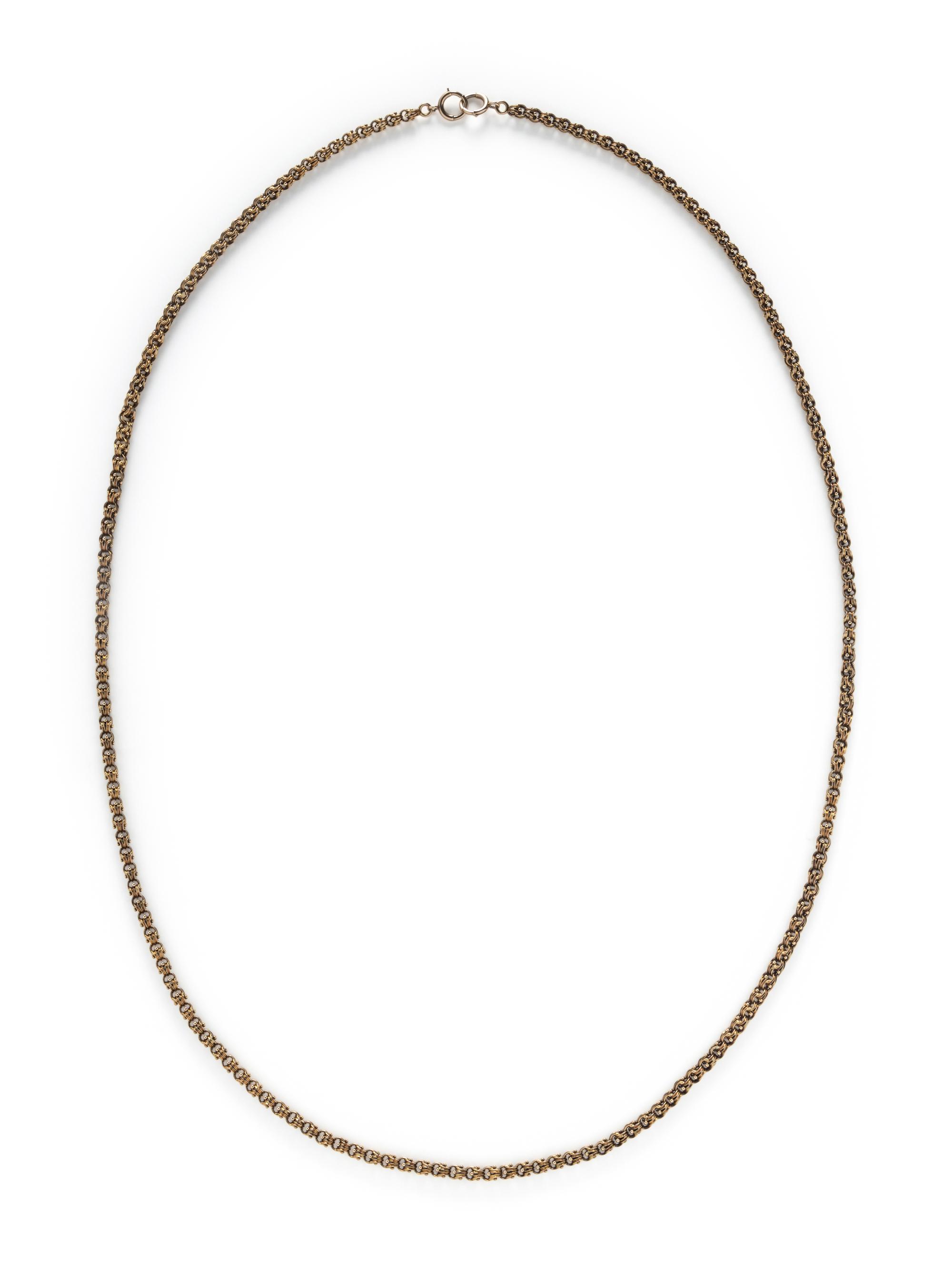 VICTORIAN, YELLOW GOLD LONG CHAIN NECKLACE