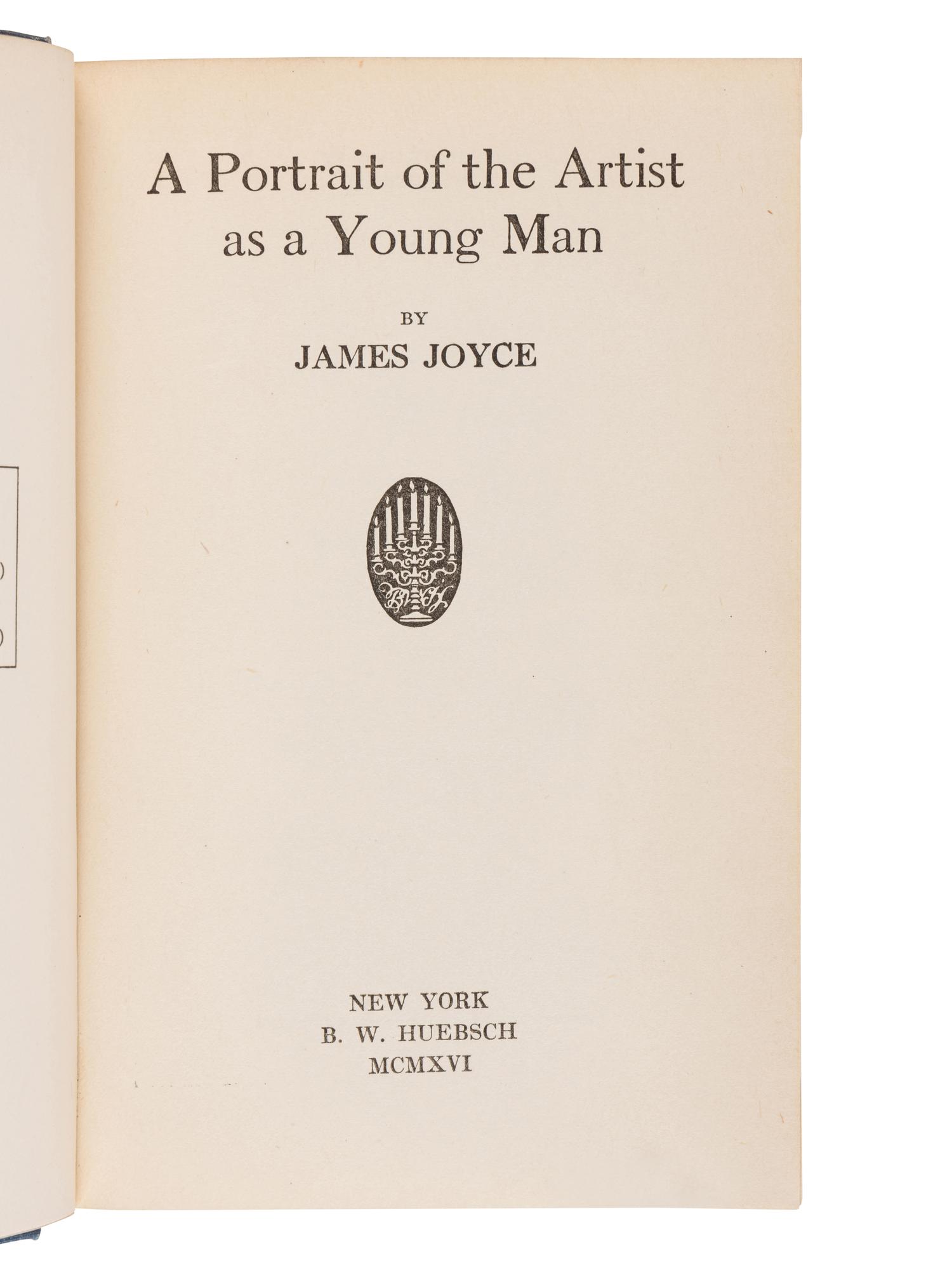 JOYCE, James (1882-1941). A Portrait of the Artist as a Young Man . New York: B.W. Huebsch, 1916.