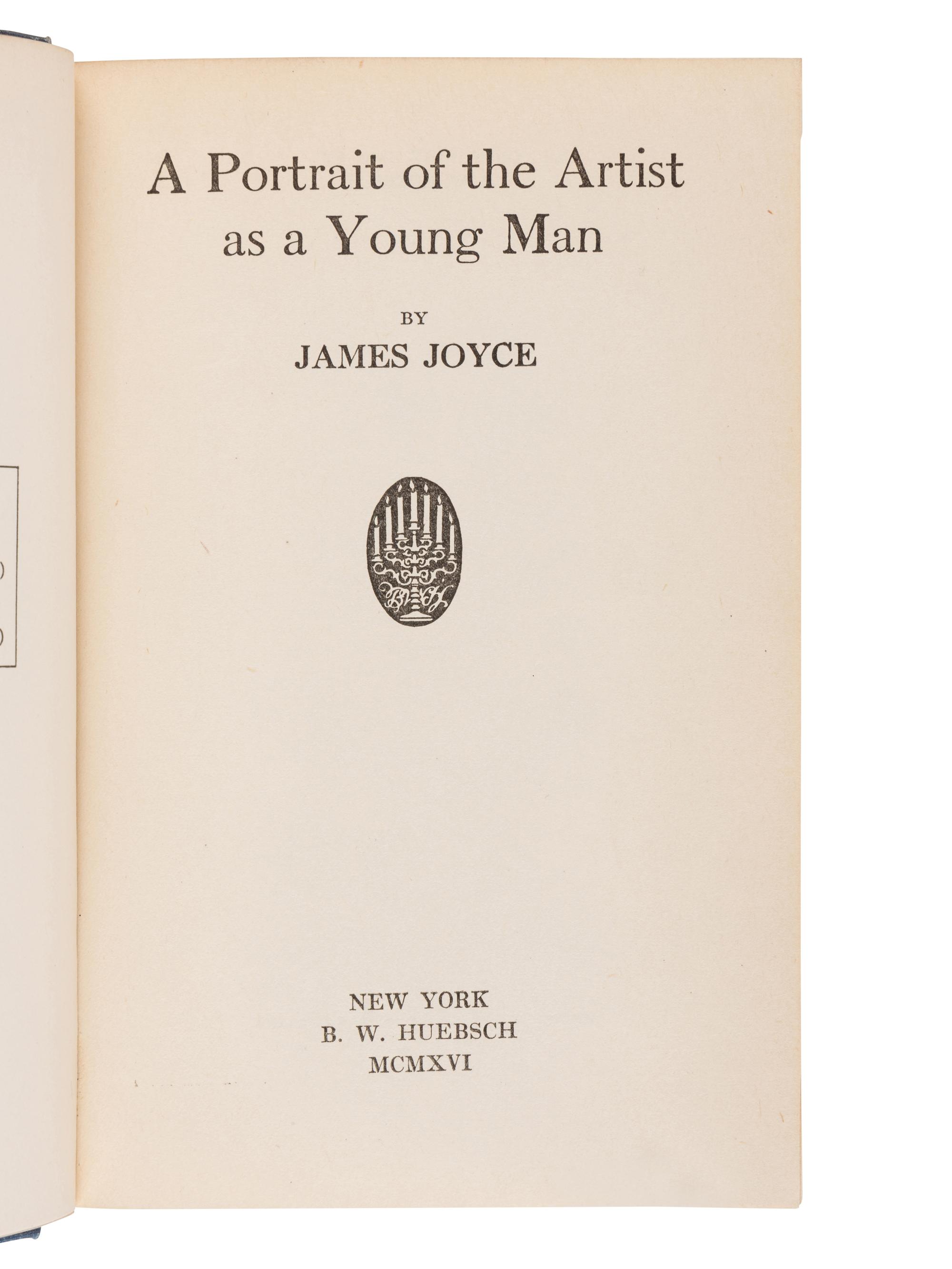 JOYCE, James (1882-1941). A Portrait of the Artist as a Young Man . New York: B.W. Huebsch, 1916.