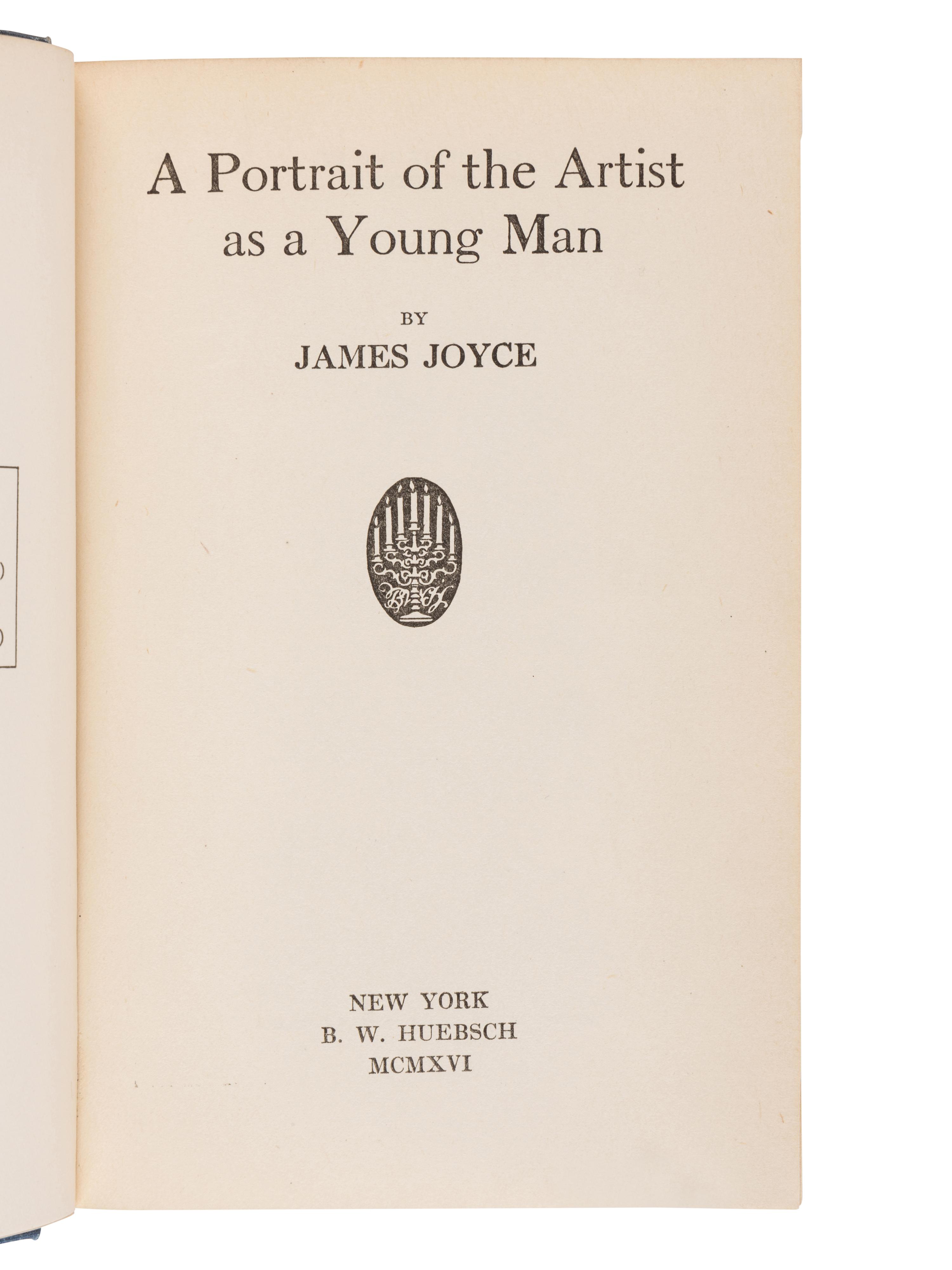 JOYCE, James (1882-1941). A Portrait of the Artist as a Young Man . New York: B.W. Huebsch, 1916.