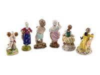 Six Continental Porcelain Figures