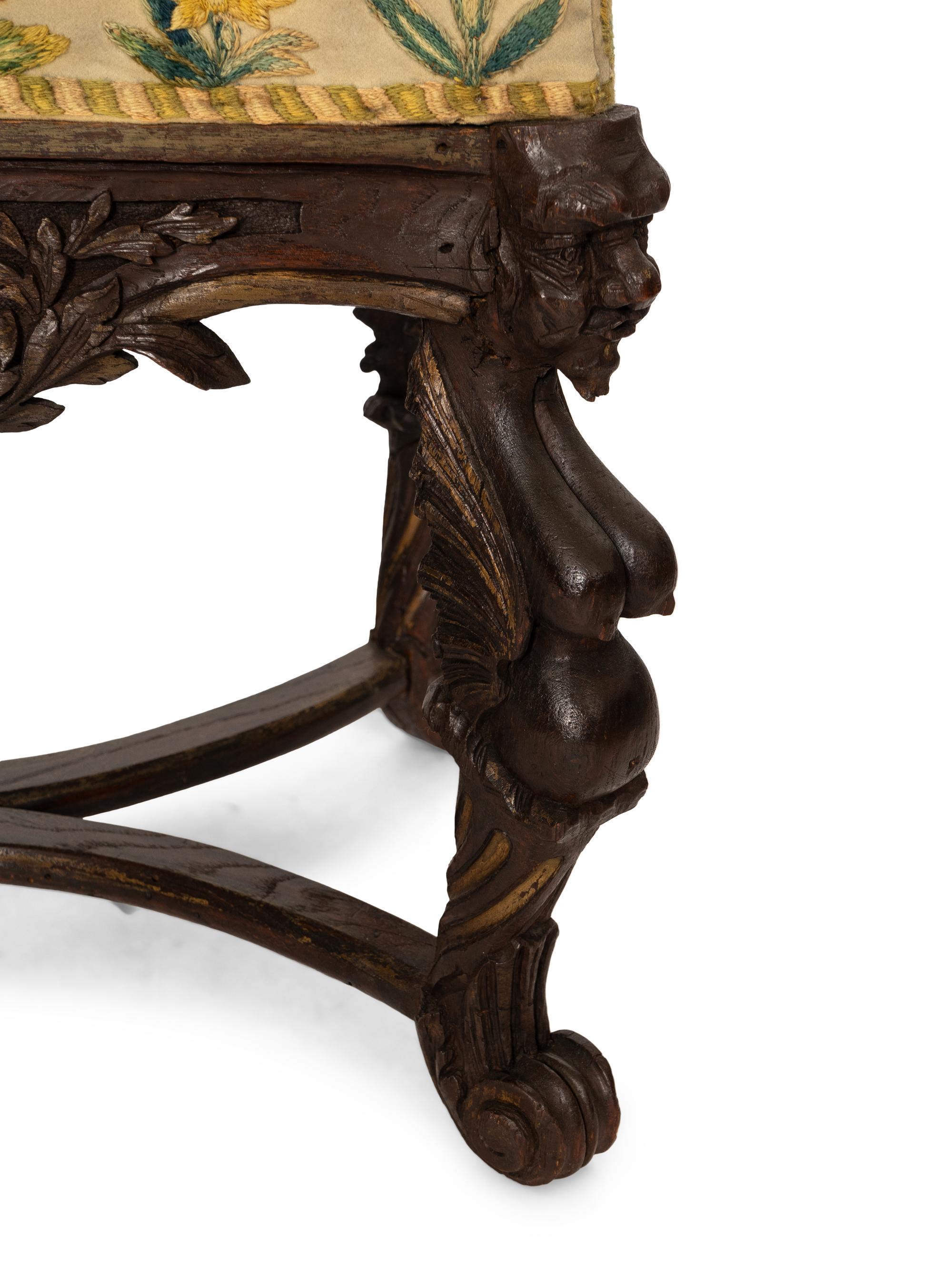 A Continental Carved Walnut Tabouret
