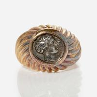 An 18K Yellow Gold Bvlgari Ancient Coin Ring Monete c.1970