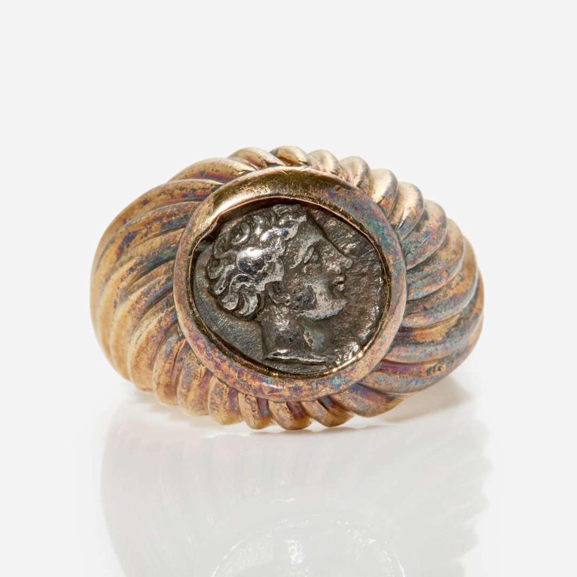 An 18K Yellow Gold Bvlgari Ancient Coin Ring Monete c.1970