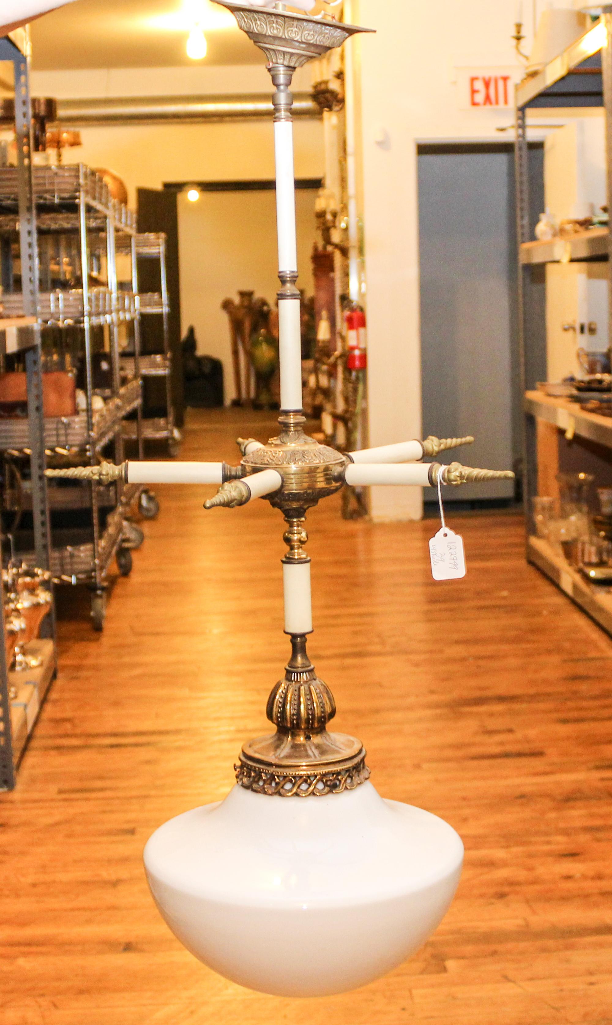 An Art Deco Fixture. Length of fixture base 27 inches overall.