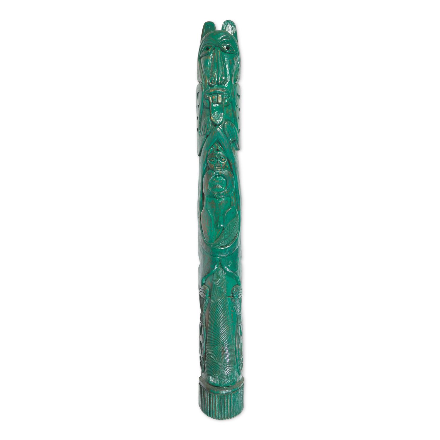 Billy Roper, A Carved and Green-Painted Wood Totem Pole: The Birth of a Carver