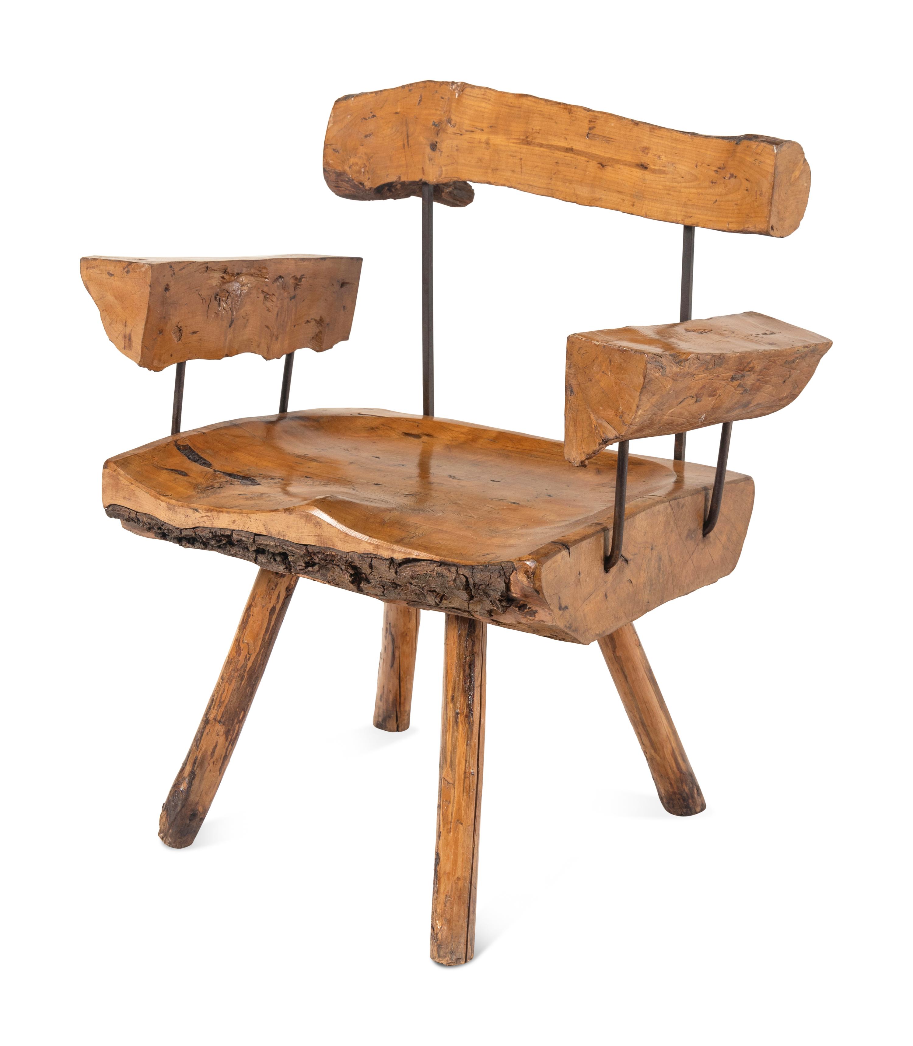Pair of Live-Edge Sabena Style Armchairs, c. 1950