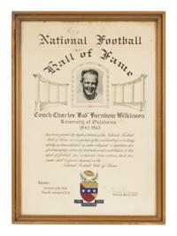 A Historically Significant 1969 College Football Hall of Fame Award Presented to Oklahoma Coach Bud Wilkinson